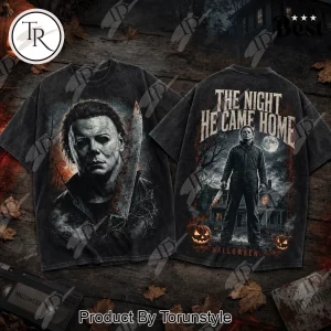 Michael Myers Halloween The Night He Came Home Vintage Washed Horror Movie Graphic T-Shirt Michael Myers Halloween The Night He Came Home Vintage Washed Horror Movie Graphic T-Shirt