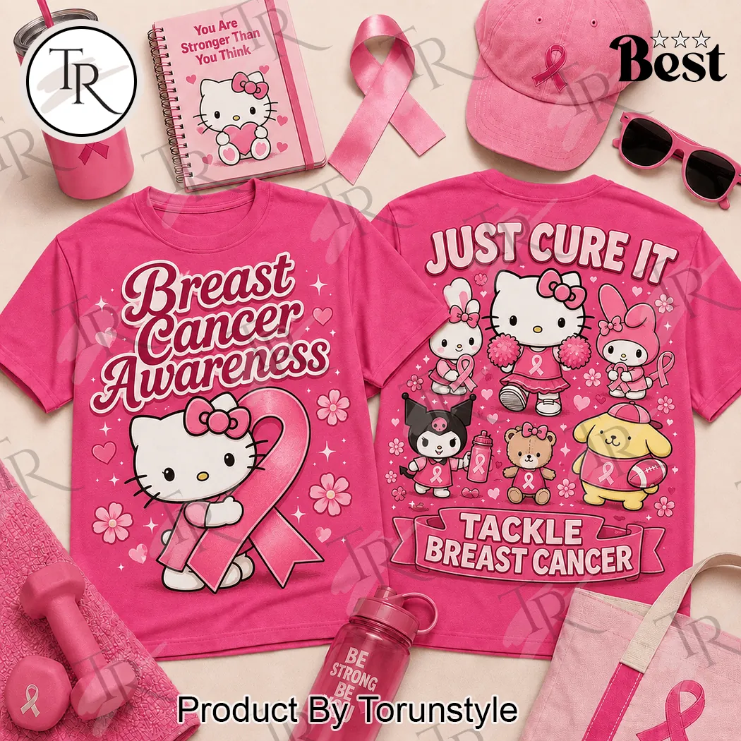 Hello Kitty and Friends Breast Cancer Awareness Pink Ribbon Graphic T-Shirt Hello Kitty and Friends Breast Cancer Awareness Pink Ribbon Graphic T-Shirt