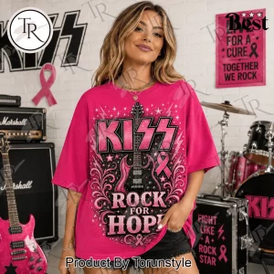 KISS Band Rock For Hope Breast Cancer Awareness Pink Ribbon Graphic T-Shirt