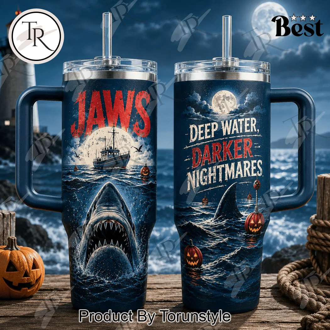 Jaws Halloween Deep Water Darker Nightmares Spooky Shark 40oz Tumbler Jaws Halloween Deep Water Darker Nightmares Spooky Shark 40oz Tumbler