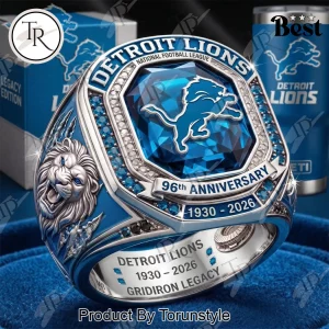 Detroit Lions 96th Anniversary 1930 to 2026 Gridiron Legacy Commemorative Ring
