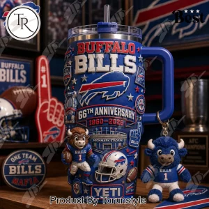 Buffalo Bills 66th Anniversary 1960-2026 Bills Mafia 3D Embossed 40oz Tumbler Buffalo Bills 66th Anniversary 1960-2026 Bills Mafia 3D Embossed 40oz Tumbler