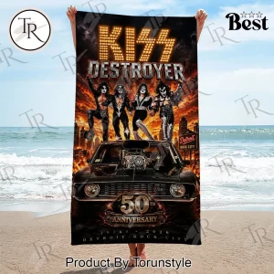 KISS Destroyer 50th Anniversary Detroit Rock City Commemorative Beach Towel KISS Destroyer 50th Anniversary Detroit Rock City Commemorative Beach Towel