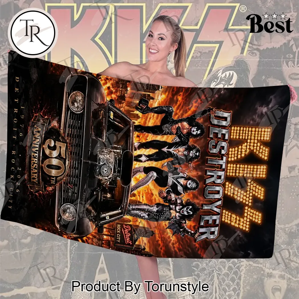 KISS Destroyer 50th Anniversary Detroit Rock City Commemorative Beach Towel KISS Destroyer 50th Anniversary Detroit Rock City Commemorative Beach Towel