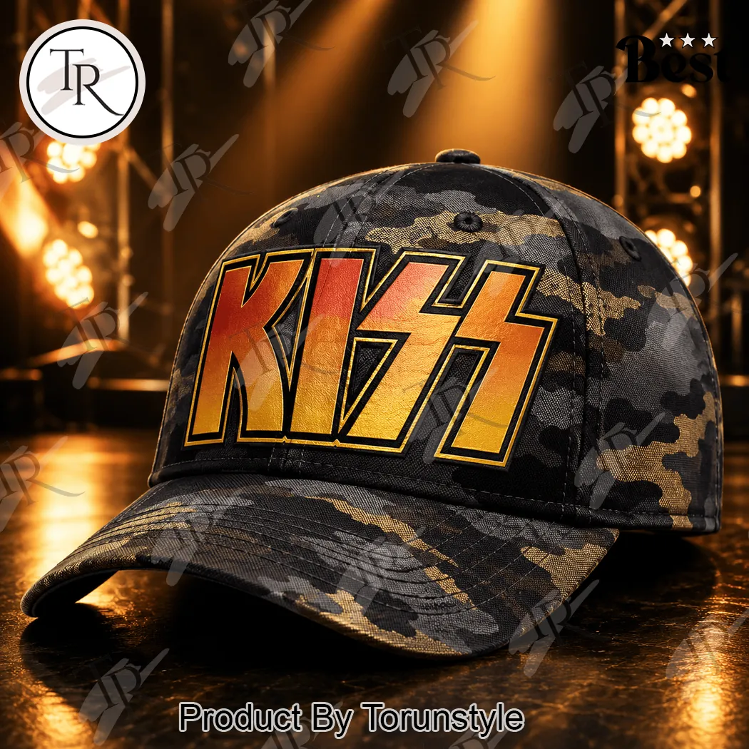 KISS Rock Band Golden Thunder Camo Premium Embroidered Retro Baseball Cap KISS Rock Band Golden Thunder Camo Premium Embroidered Retro Baseball Cap