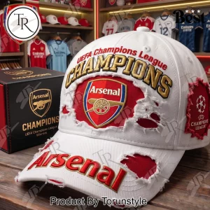 Arsenal FC UEFA Champions League Winners Distressed Embroidered Baseball Cap
