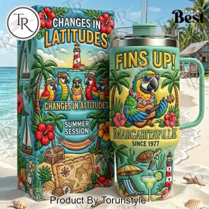 Margaritaville Fins Up! Tropical Parrot Insulated Handled Tumbler