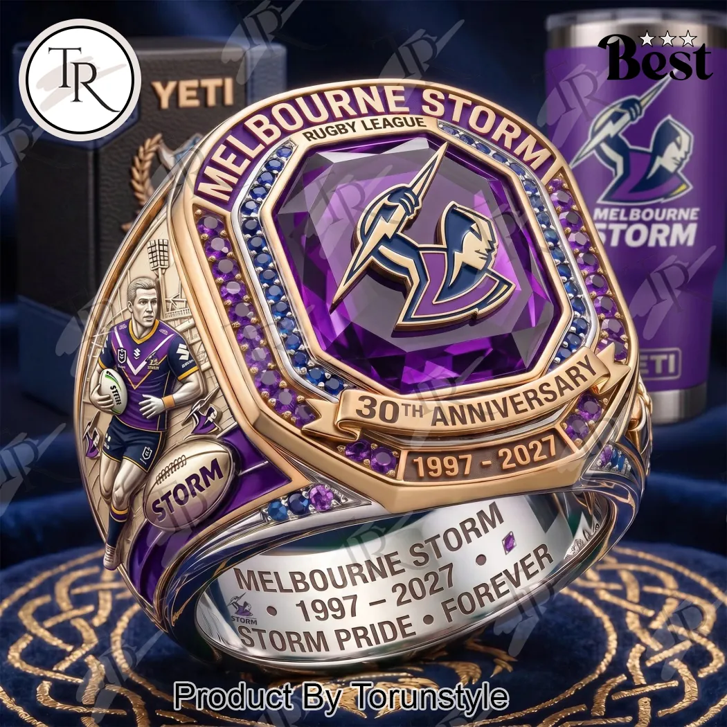 Melbourne Storm 30th Anniversary Premium Commemorative Rugby League Ring Melbourne Storm 30th Anniversary Premium Commemorative Rugby League Ring