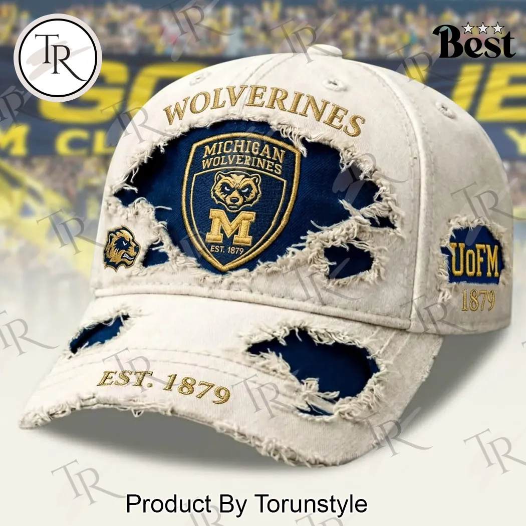 Michigan Wolverines Vintage Distressed Embroidered College Football Baseball Cap Michigan Wolverines Vintage Distressed Embroidered College Football Baseball Cap