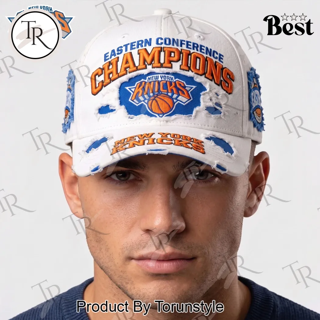 New York Knicks Eastern Conference Champions Distressed Embroidered Vintage Baseball Cap New York Knicks Eastern Conference Champions Distressed Embroidered Vintage Baseball Cap