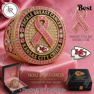 Kansas City Chiefs Breast Cancer Awareness Pink Ribbon Gold Plated Championship Ring