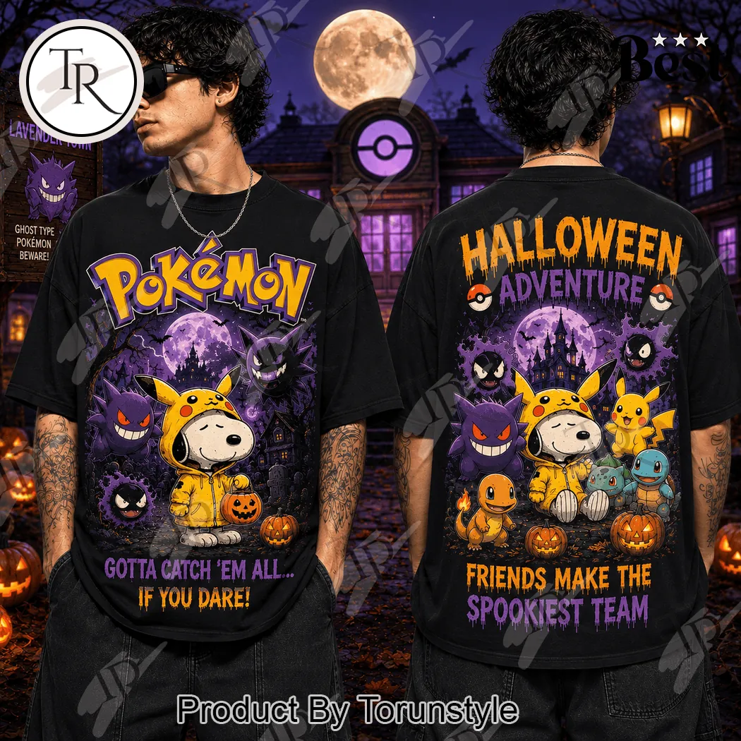 Snoopy Pikachu Costume and Pokemon Halloween Spooky Team Graphic T-Shirt Snoopy Pikachu Costume and Pokemon Halloween Spooky Team Graphic T-Shirt
