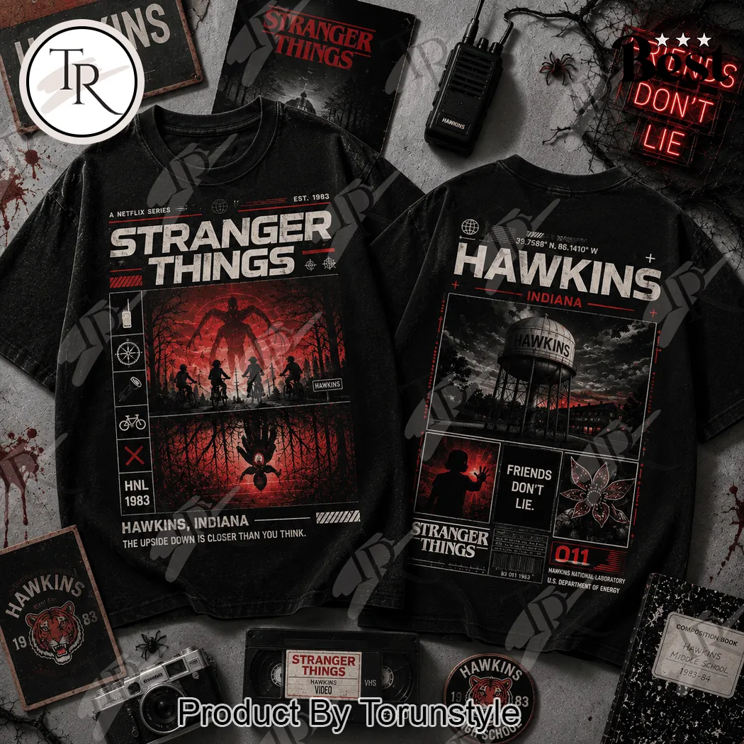 Stranger Things Hawkins Indiana Upside Down Vintage 1983 Retro Graphic T-Shirt Stranger Things Hawkins Indiana Upside Down Vintage 1983 Retro Graphic T-Shirt