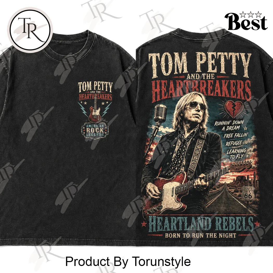 Tom Petty and The Heartbreakers Heartland Rebels Vintage Washed Rock Band T-Shirt Tom Petty and The Heartbreakers Heartland Rebels Vintage Washed Rock Band T-Shirt