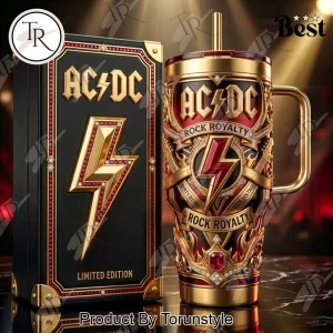 AC/DC Rock Royalty Limited Edition Luxury Gold 3D Embossed 40oz Tumbler