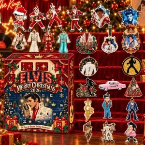 Elvis Presley Rock and Roll Retro Christmas Ornaments 24-Day Holiday Countdown Advent Calendar