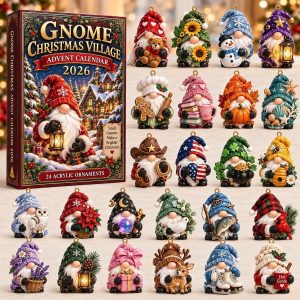 Gnome Christmas Village 2026 Advent Calendar 24 Days Collectible Acrylic Ornaments Gift Set