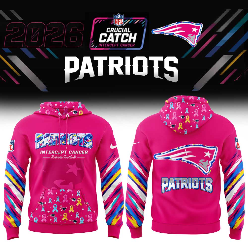 New England Patriots 2026 NFL Crucial Catch Intercept Cancer Pink Graphic Pullover All-Over Print Fleece Hoodie New England Patriots 2026 NFL Crucial Catch Intercept Cancer Pink Graphic Pullover All-Over Print Fleece Hoodie