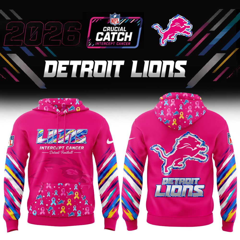 Detroit Lions 2026 NFL Crucial Catch Intercept Cancer Pink Graphic Pullover All-Over Print Fleece Hoodie Detroit Lions 2026 NFL Crucial Catch Intercept Cancer Pink Graphic Pullover All-Over Print Fleece Hoodie
