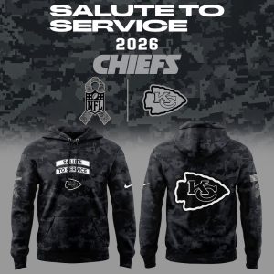 Kansas City Chiefs 2026 NFL Salute to Service Military Digital Camo Black Pullover Fleece Hoodie