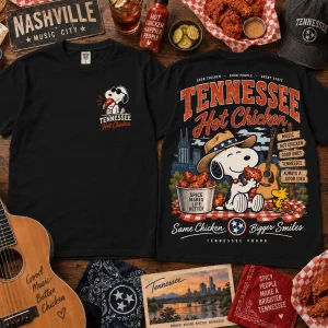 Snoopy Tennessee Nashville Hot Chicken Vintage Retro Graphic T-Shirt