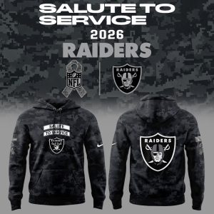 Las Vegas Raiders 2026 NFL Salute to Service Military Digital Camo Black Pullover Fleece Hoodie