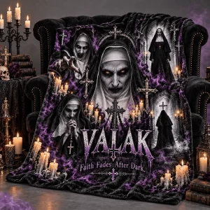 Valak The Nun Gothic Horror Faith Fades After Dark Purple Fleece Blanket