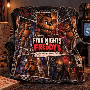 FNAF Survive Until the Morning Bell Horror Game Soft Warm Bedding Fleece Blanket