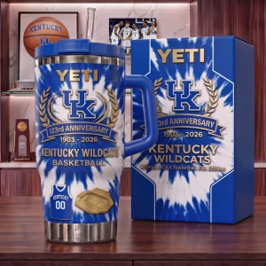Kentucky Wildcats Basketball 123rd Anniversary Commemorative Blue Tie Dye 40oz Tumbler
