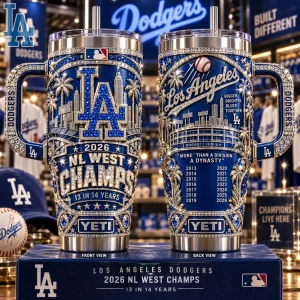 Los Angeles Dodgers 2026 NL West Champions Luxury Rhinestone Bling 40oz Tumbler