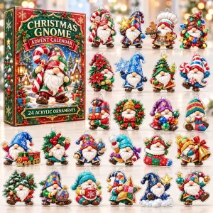 Cute Christmas Gnome Holiday Countdown 24 Days Acrylic Tree Hanging Advent Calendar