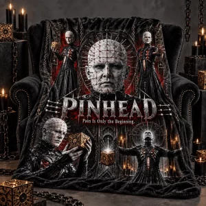 Hellraiser Pinhead Cenobite Gothic Horror Movie Cozy Plush Fleece Blanket