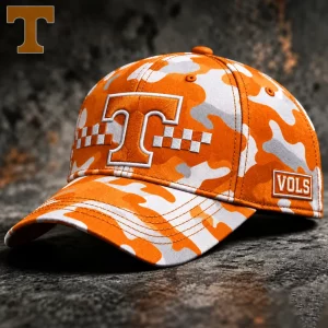Tennessee Volunteers Vols Orange Camo Checkerboard Embroidered Game Day Baseball Cap