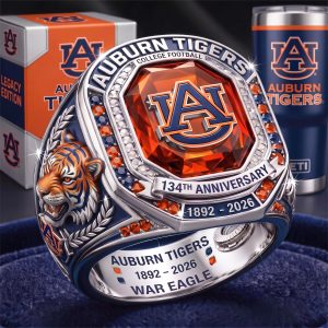 Auburn Tigers Football 134th Anniversary 1892-2026 Burnt Orange Silver Championship Ring
