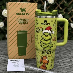 Grinch This Is Just My Face Funny Christmas Green 40oz Tumbler