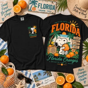 Vintage Snoopy Florida Oranges Sunshine State Retro Summer Graphic T-Shirt