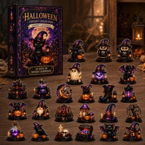 Halloween Tiffany Collection Advent Calendar 2026 – 24 Days of Spooky Surprises Stained Glass Acrylic Figures Holiday Countdown Collector Set