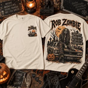 Rob Zombie Haunted Road Vintage Heavy Metal Band Graphic T-Shirt Rob Zombie Haunted Road Vintage Heavy Metal Band Graphic T-Shirt