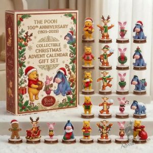 Disney Winnie The Pooh 100th Anniversary 1925-2025 Collectible Christmas Advent Calendar 24 Figurine Gift Set