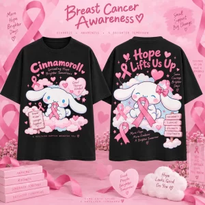 Cinnamoroll Breast Cancer Awareness Pink Ribbon Cute Graphic T-Shirt Cinnamoroll Breast Cancer Awareness Pink Ribbon Cute Graphic T-Shirt