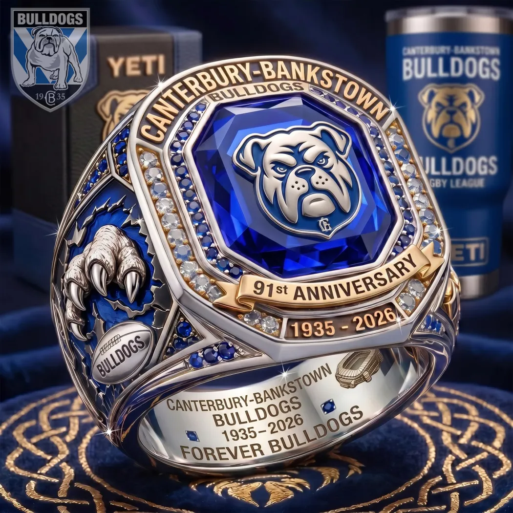 Canterbury-Bankstown Bulldogs 91st Anniversary 1935-2026 Commemorative Championship Ring Canterbury-Bankstown Bulldogs 91st Anniversary 1935-2026 Commemorative Championship Ring