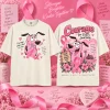 Kuromi Breast Cancer Awareness Pink Ribbon Graphic Cream T-Shirt