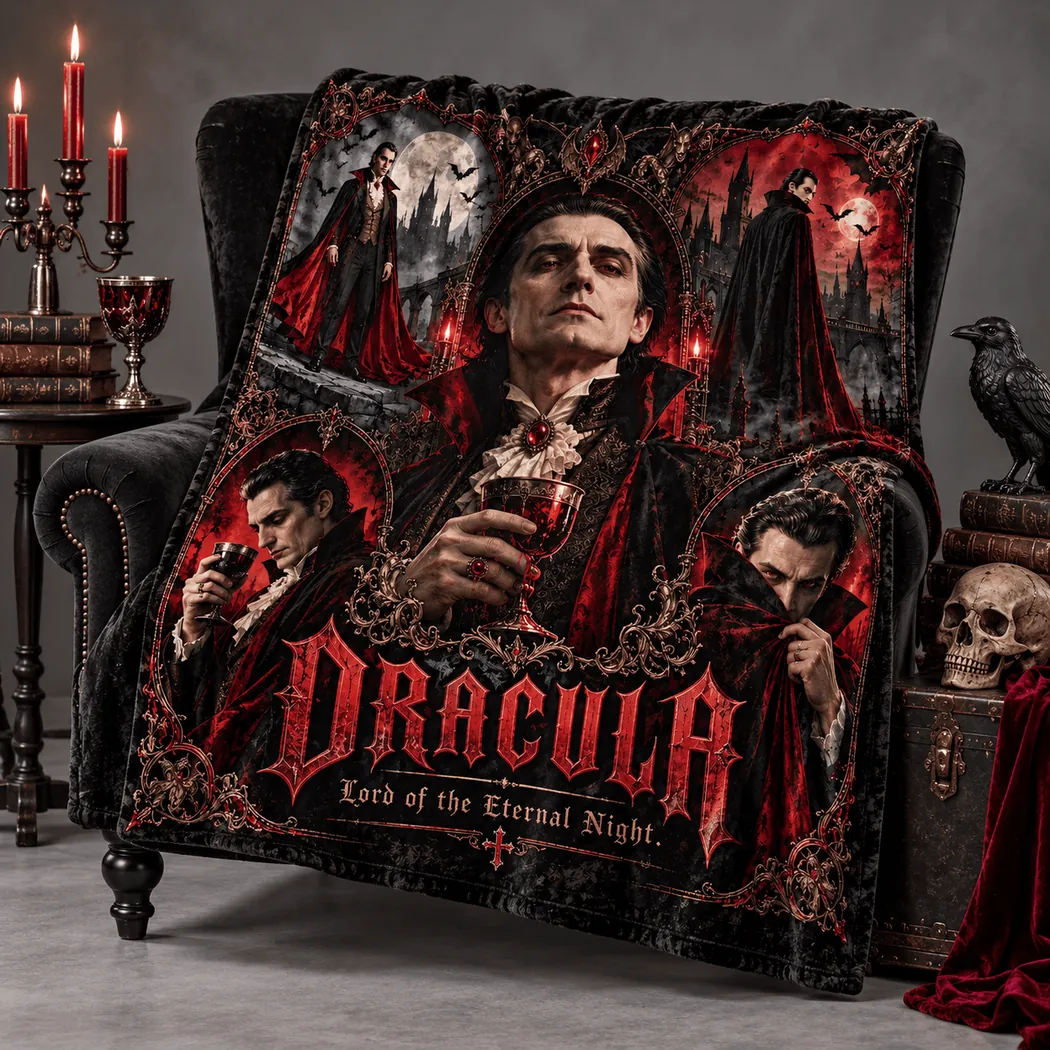 Dracula Lord of the Eternal Night Gothic Vampire Crimson Portrait Fleece Blanket Dracula Lord of the Eternal Night Gothic Vampire Crimson Portrait Fleece Blanket