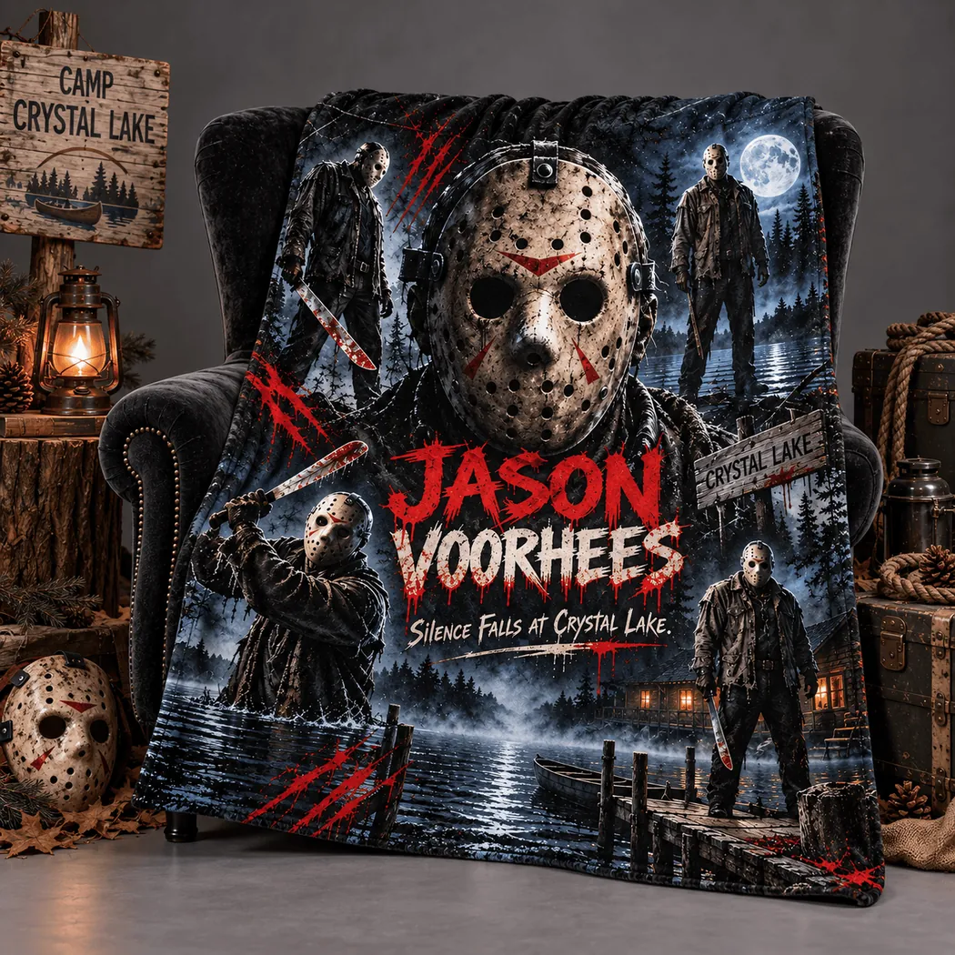 Friday the 13th Jason Voorhees Camp Crystal Lake Horror Movie Soft Cozy Fleece Blanket Friday the 13th Jason Voorhees Camp Crystal Lake Horror Movie Soft Cozy Fleece Blanket