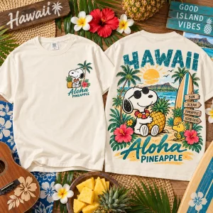 Snoopy Hawaii Aloha Pineapple Vintage Retro Summer Beach T-Shirt