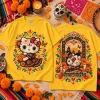 Garfield Dia de los Muertos Sugar Skull Yellow Festive Graphic T-Shirt Garfield Dia de los Muertos Sugar Skull Yellow Festive Graphic T-Shirt