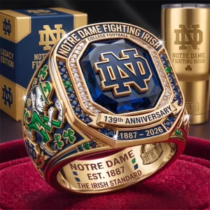 Notre Dame Fighting Irish 139th Anniversary Commemorative College Football Championship Style Ring