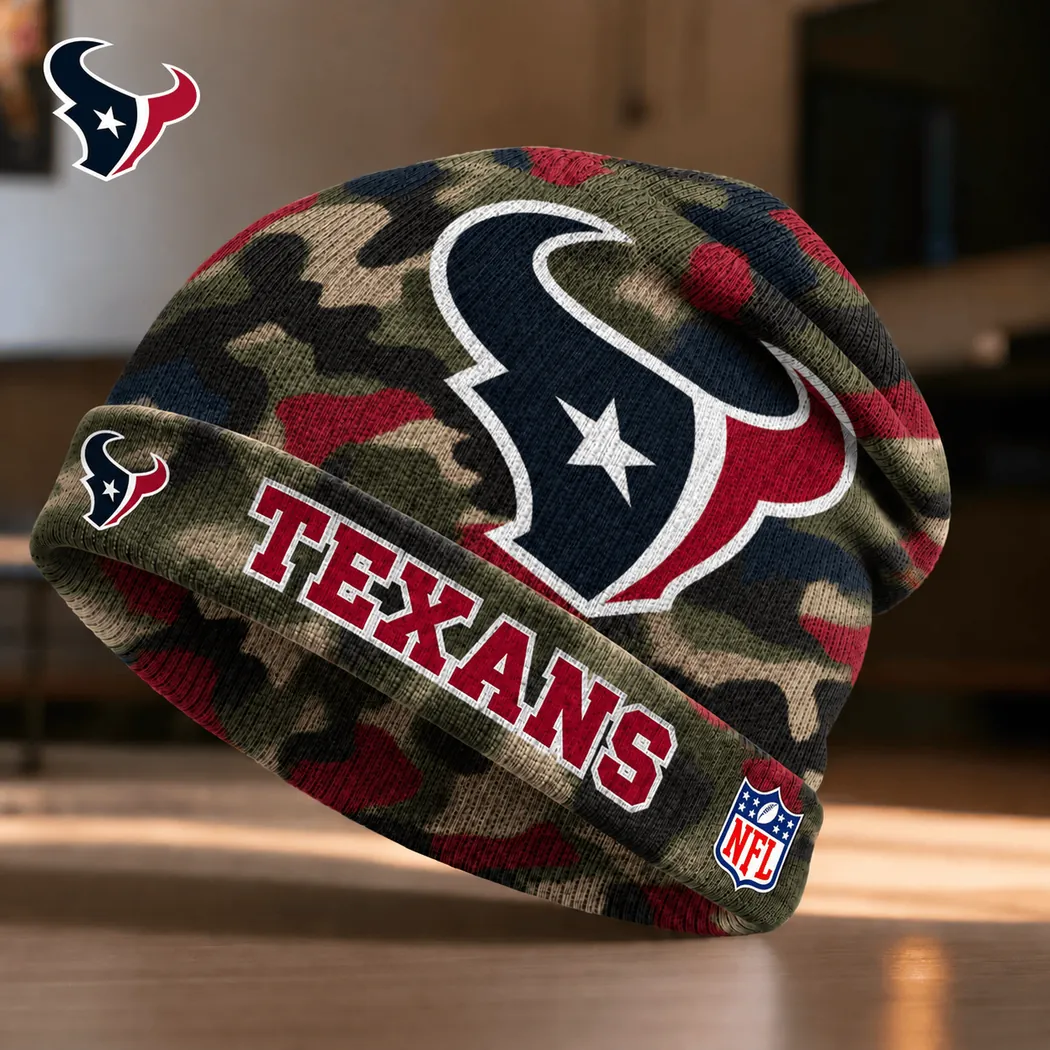 Houston Texans NFL Camouflage Premium Field and Fury Knit Beanie Hat Houston Texans NFL Camouflage Premium Field and Fury Knit Beanie Hat