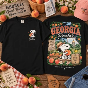 Snoopy Georgia Peaches Retro Southern Graphic T-Shirt