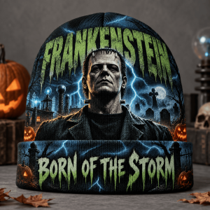 Frankenstein Born of the Storm Gothic Horror Knit Cuffed Beanie Hat